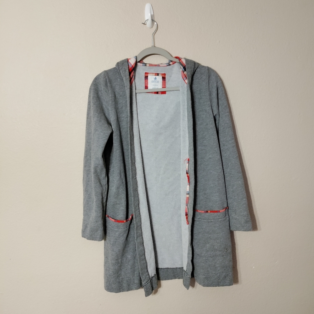 Aerie Gray Hooded Robe Size Xs-S